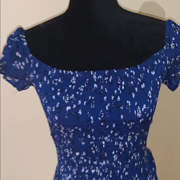 Blue Ruffle Mini Dress - Picture 2 of 3